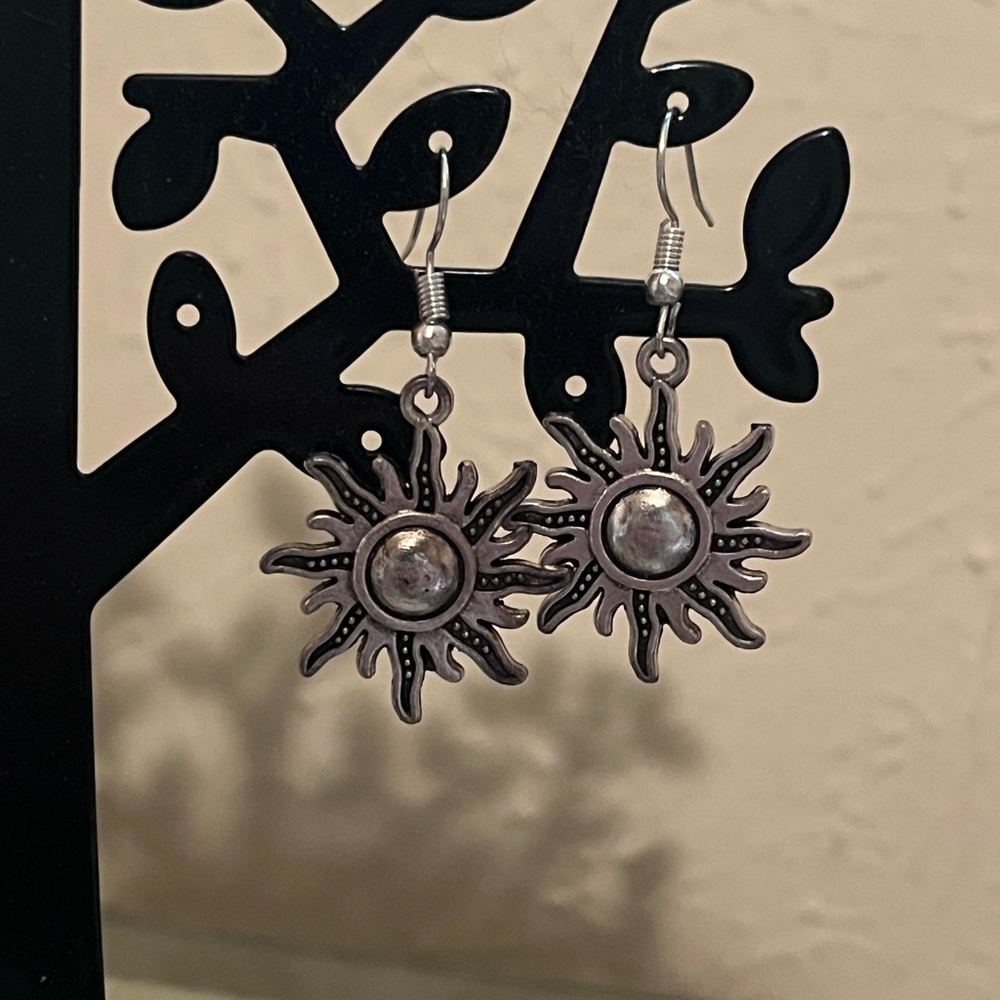 silver sun earrings